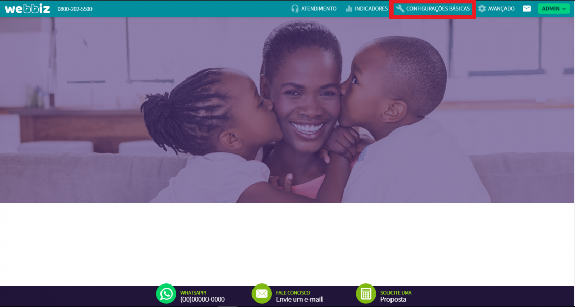 Menu "Configurações Básicas" - Webbiz